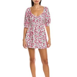 70/21 Bubble Sleeve Retro Print Mini Dress NWT